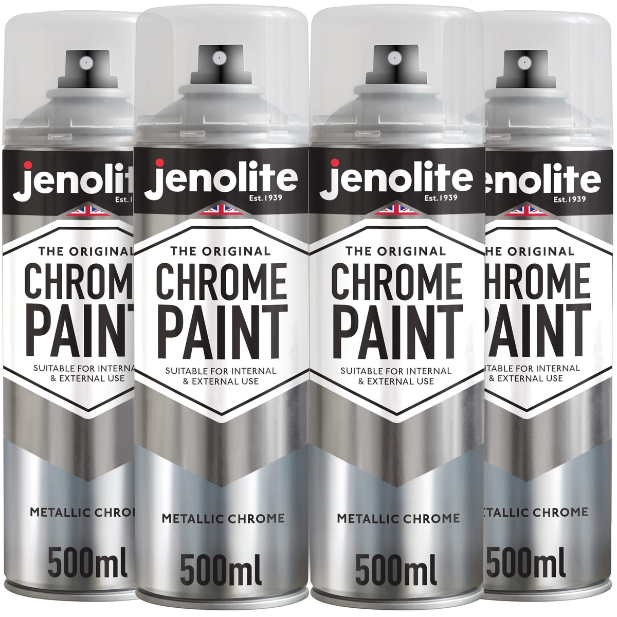 Chrome Paint | 4 x 500ml | Aerosol Spray Paint - Value Pack