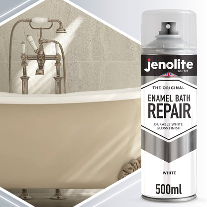 Enamel Bath Repair Spray Paint 500ml - White Gloss Finish - Baths, Sinks & Shower Trays