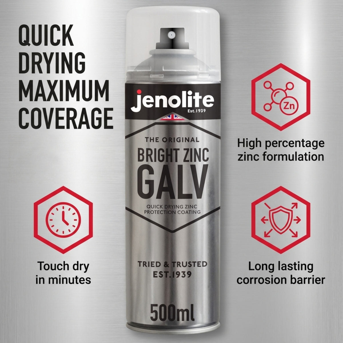Peinture en Aérosol de Galvanisation au Zinc Brillant | Apprêt et Couche de Finition Tout-en-Un