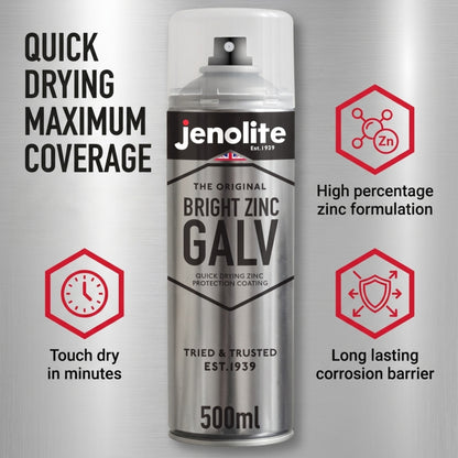 Peinture en Aérosol de Galvanisation au Zinc Brillant | Apprêt et Couche de Finition Tout-en-Un