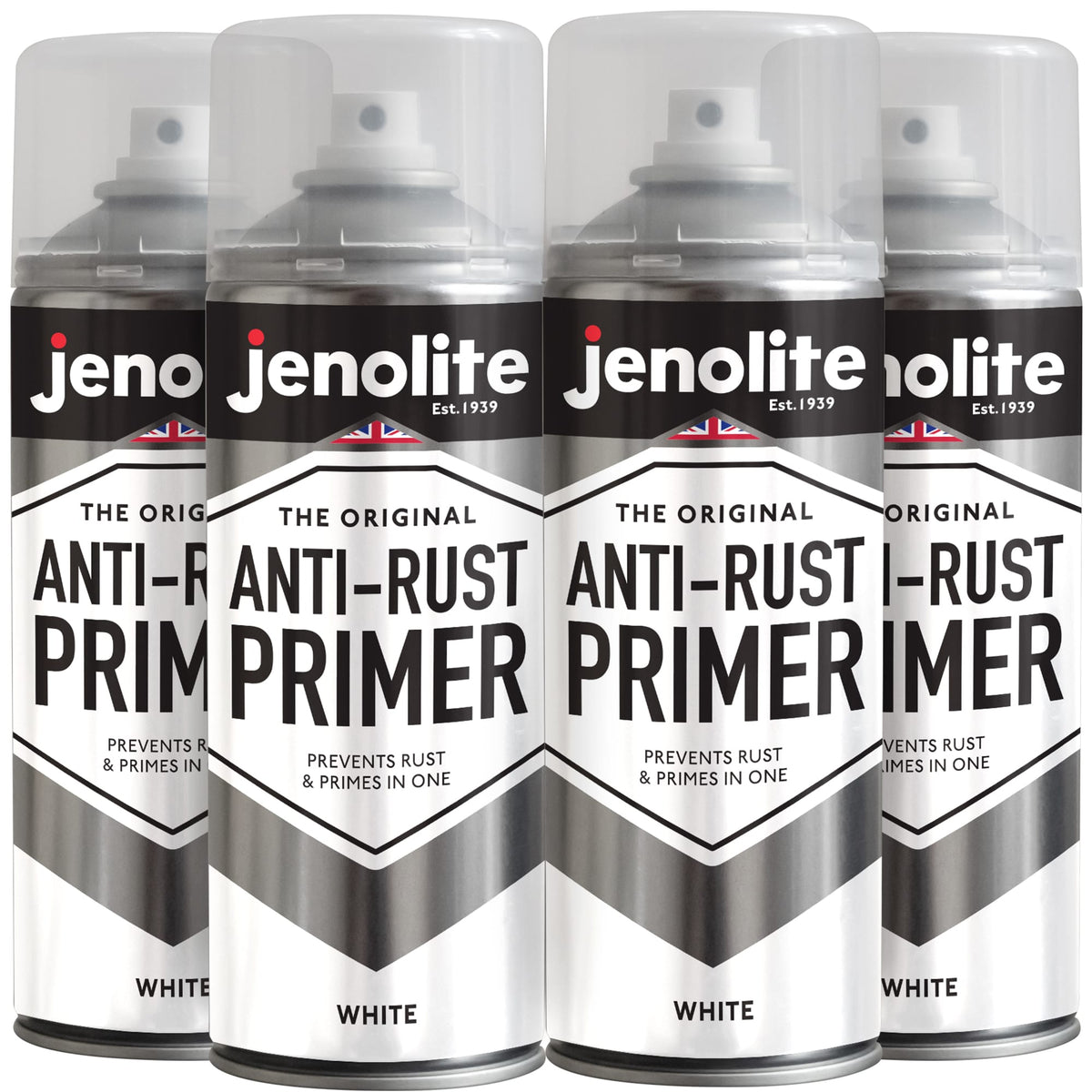 Anti-Rust Primer Spray Paint | 4 x 400ml | White | Metal Primer