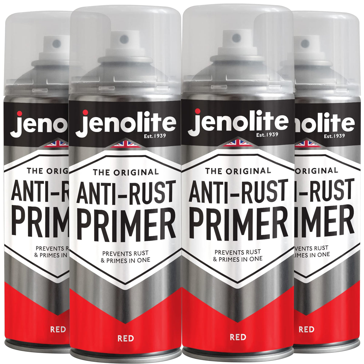 Anti-Rust Primer Spray Paint | 4 x 400ml | Red | Metal Primer