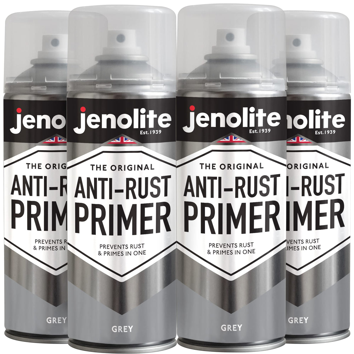 Anti-Rust Primer Spray Paint | 4 x 400ml | Grey | Metal Primer