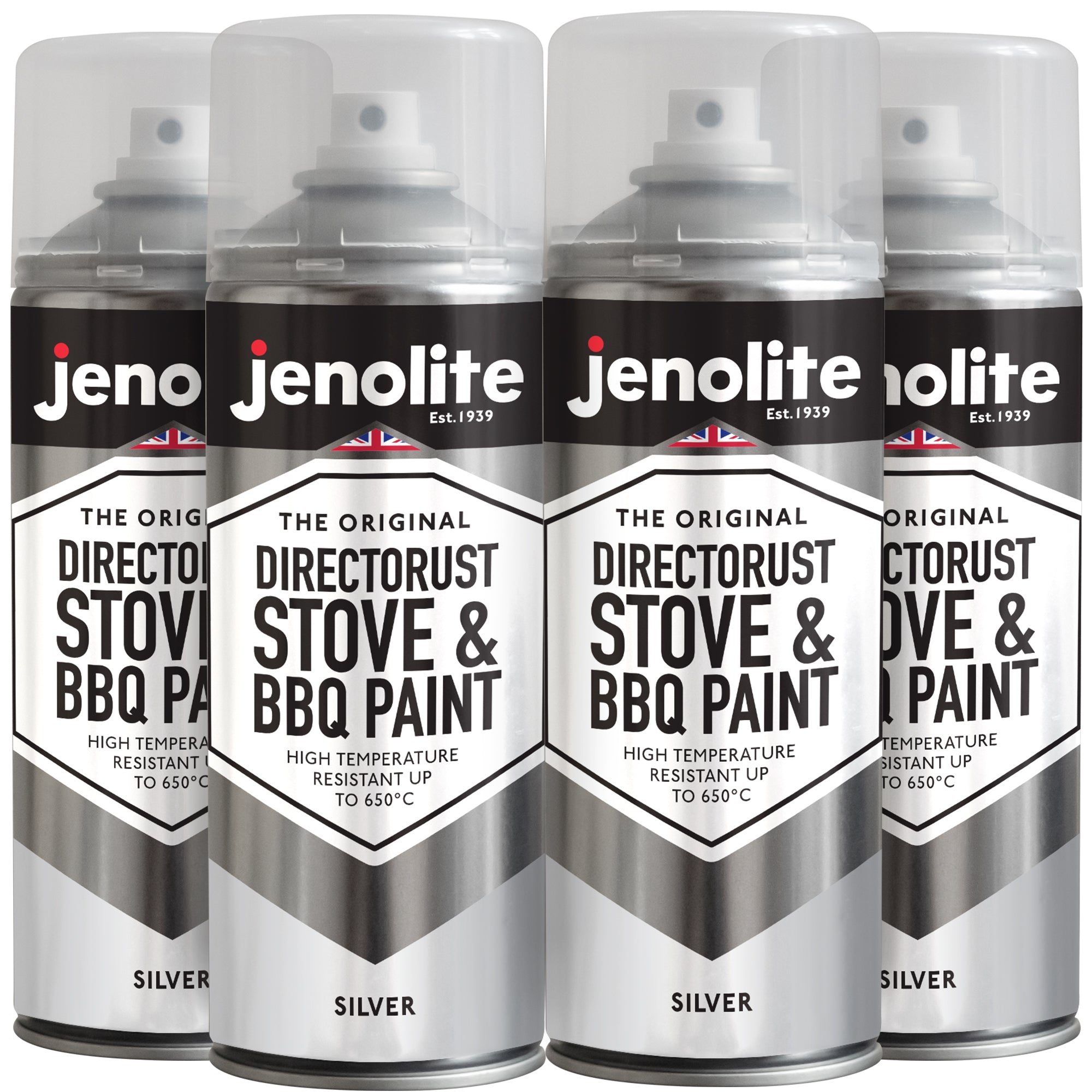 DIRECTORUST BBQ &amp; Stove Spray Paint | 4 x 400ml | Silver | 650c+