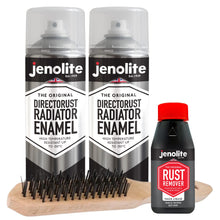 Radiator Restoration Kit - 2 x Black Radiator Paint 400ml, 150ml Thick Liquid Rust Remover & Wire Brush