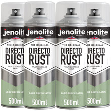 DIRECTORUST Sage Green Satin Spray Paint - 4 x 500ml - Multi Surface