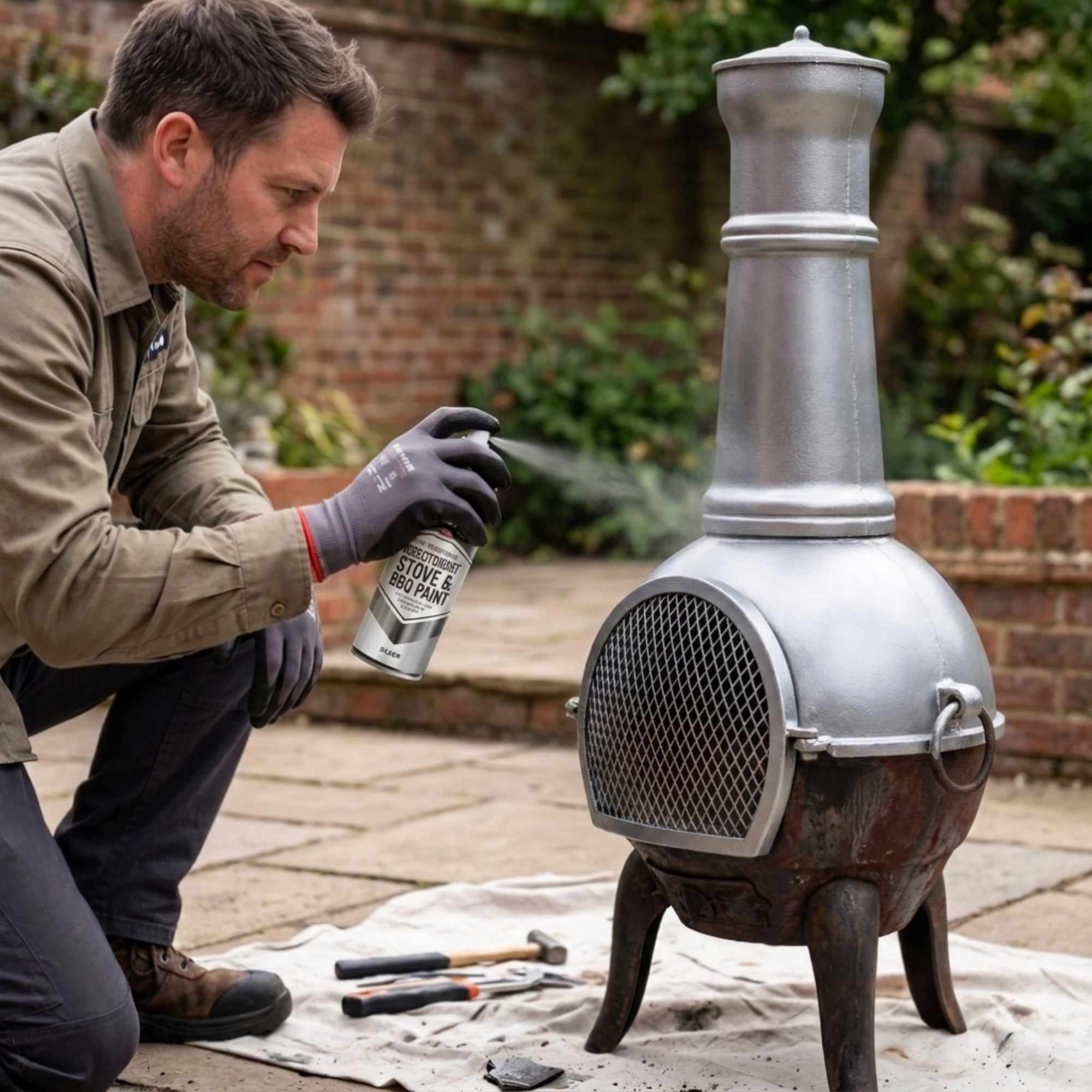 DIRECTORUST BBQ &amp; Stove Spray Paint | 4 x 400ml | Silver | 650c+