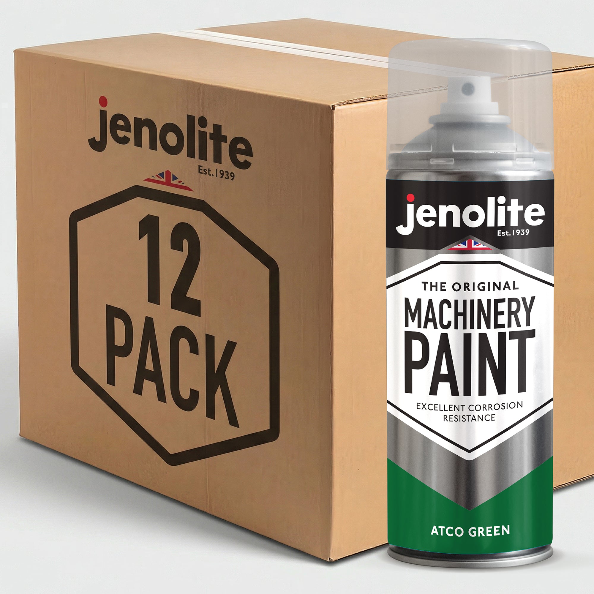 Atco Green Machinery &amp; Lawnmower Spray Paint | 12 x 400ml Aerosol