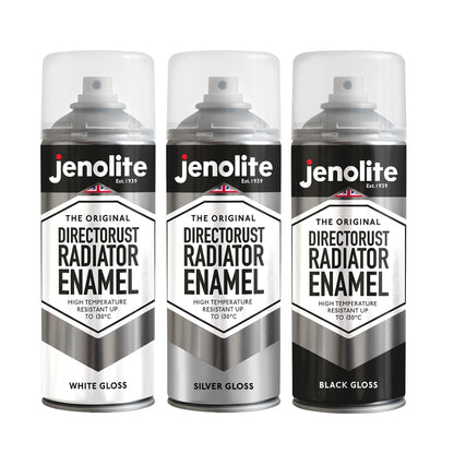 DIRECTORUST Radiator Enamel Paint | Aerosol | Black, Silver, White