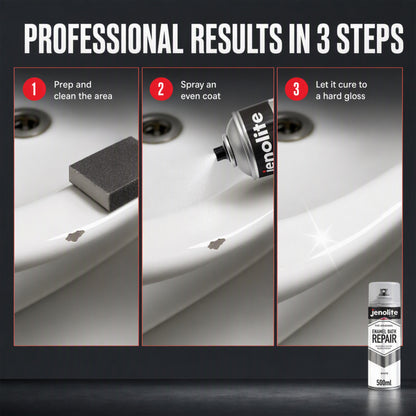 Enamel Bath Repair Spray Paint 500ml - White Gloss Finish - Baths, Sinks & Shower Trays