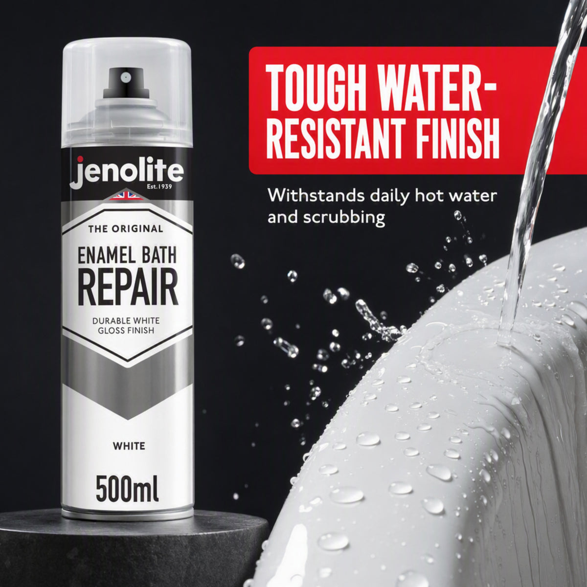 Enamel Bath Repair Spray Paint 500ml - White Gloss Finish - Baths, Sinks & Shower Trays